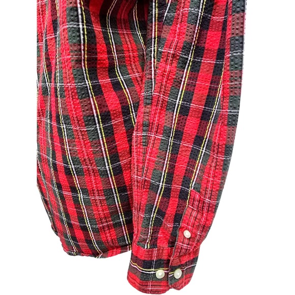 ZARA Women Classic Plaid Small Button Down Shirt Grunge Red Tartan Long Sleeve - Picture 9 of 9